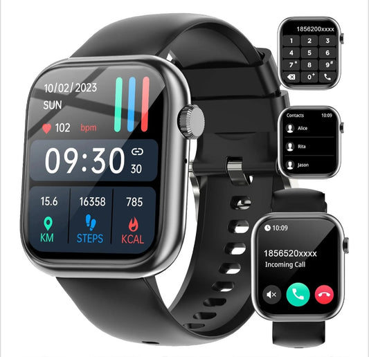 Reloj inteligente con Bluetooth para responder o hacer llamadas, reloj inteligente para iOS y Android, reloj para hombre y mujer, color negro